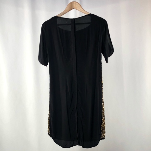 Rebecca Minkoff Sequins Silk Dress in Gold Black Size 0 - Picture 7 of 8